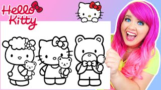 Coloring Hello Kitty & Friends Coloring Pages | Prismacolor Paint Markers & Crayola Crayons