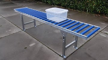 Roller conveyor with PVC rollers gravity adjustable legs (www.rollenbaanspecialist.nl)