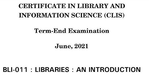 Blii 011 previous year question paper june 2011 | blii 011 libraries an introduction CLIS IGNOU PYQs