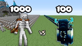 1000 Mutant Skeleton Vs 100 Fake Warden | Minecraft