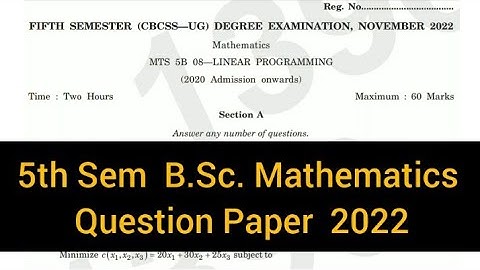 LINEAR PROGRAMMING        |       5th sem    B.Sc. Mathematics     Question paper 2022 #calicut