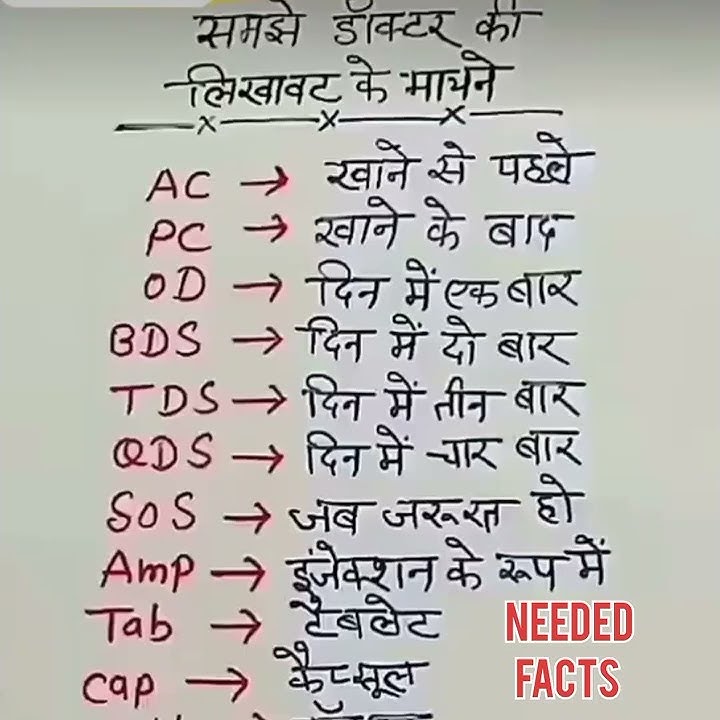 डॉक्टर की लिखावट के मायने समझे कब कब कितने टाइम दवाई खाना है इसका कोड क्या है जानिए पूरी जानकारी