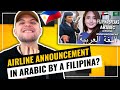 FILIPINA flight attendant announces AIRLINE speech in ARABIC! | ARABIC SPEAKER'S HONEST REACTION