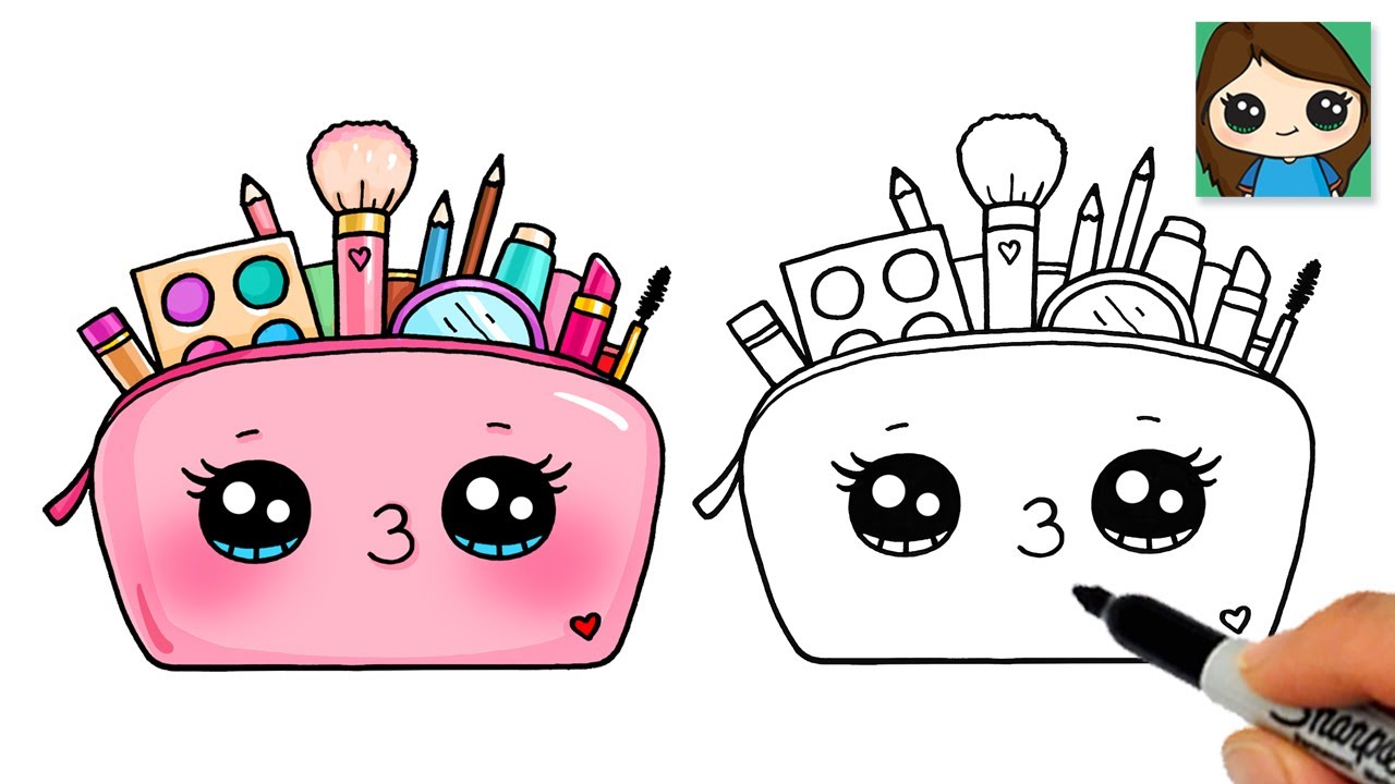 How to Draw a Makeup Beauty Bag Easy Cute ???? - YouTube