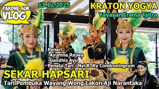 Download Lagu TARI SEKAR HAPSARI PEMBUKA WAYANG WONG OLEH IRAMA TJITRA DI KRATON YOGYA - PAKDHE SUR VLOG #950 MP3