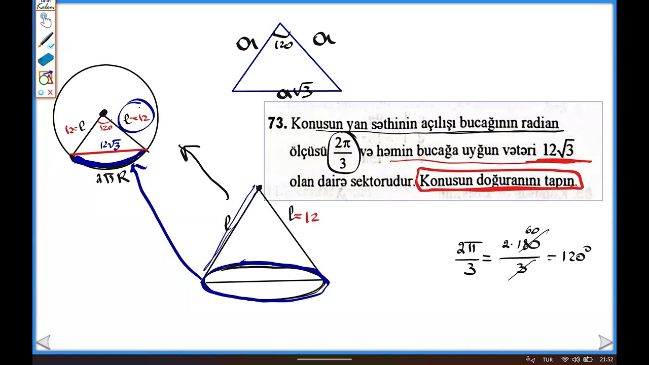 Konus və onun müstəvi kəsikləri sual izahı 