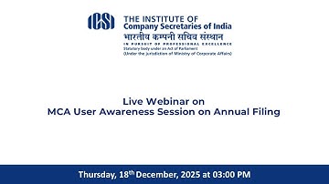 Live Webinar on MCA User Awareness Session on Annual Filing