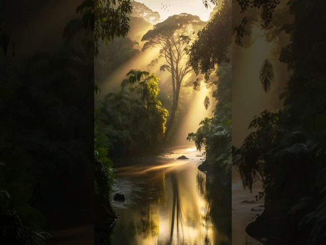 Rainforest 🌿                    #river #forest #birds #clouds #rainforest #calm #shorts #watersound class=