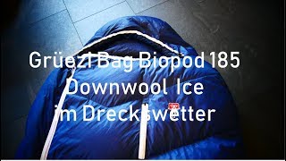 Daunen Woll Schlafsack Grüezi Bag Biopod 185 Downwool Ice im Dreckswetter