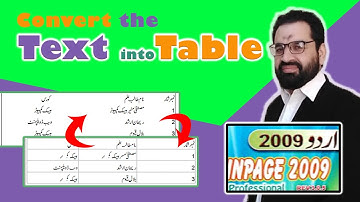 Text into Table & Table to text in Inpage Urdu | Tabs option | Video Lesson# 6