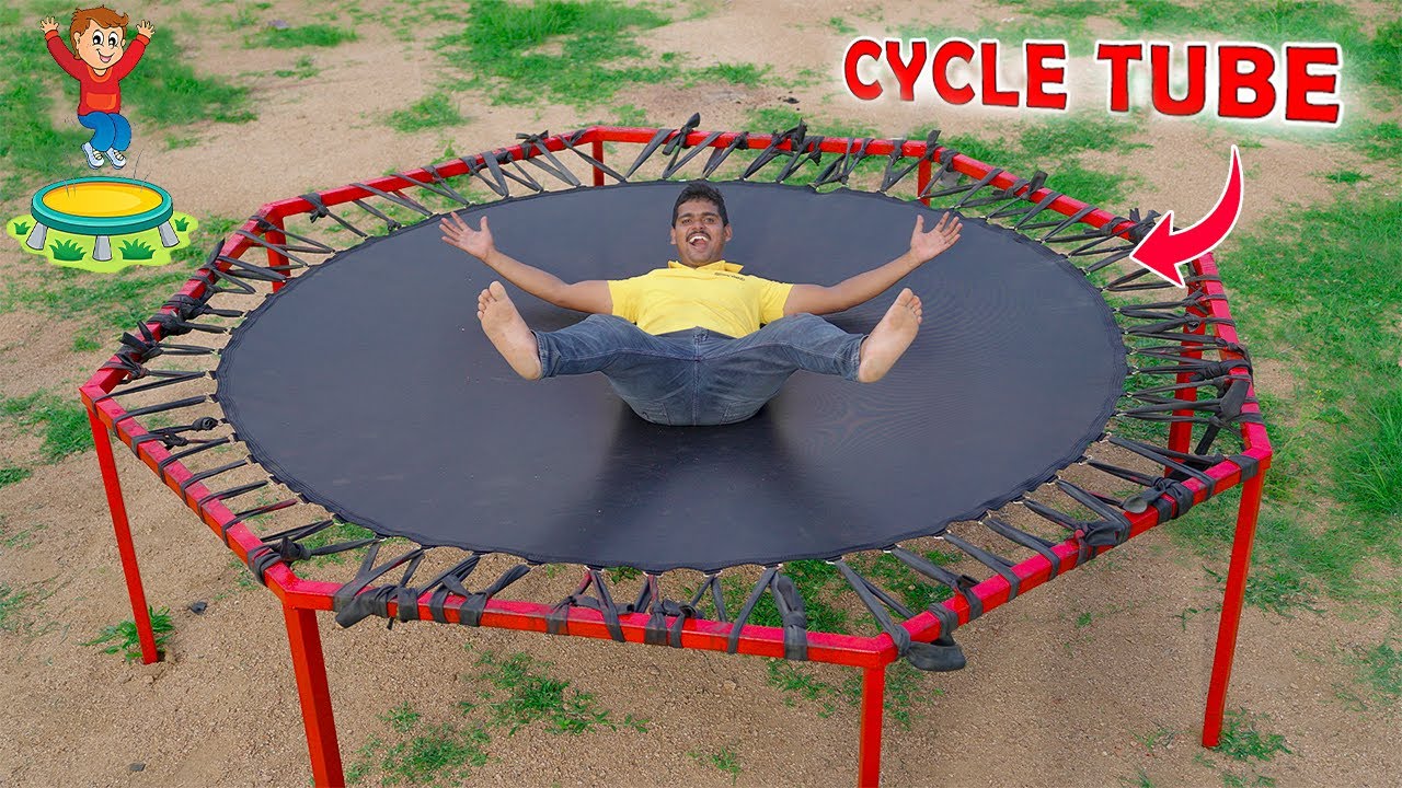 Making Trampoline Using Bicycle Tubes 🔥🔥 సైకిల్ ట్యూబ్ లతో ట్రామ్పోలిన్