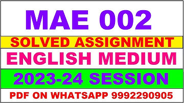 mae 002 solved assignment 2023 | mae 2 solved assignment in english 2023-24 | mae 2 2024