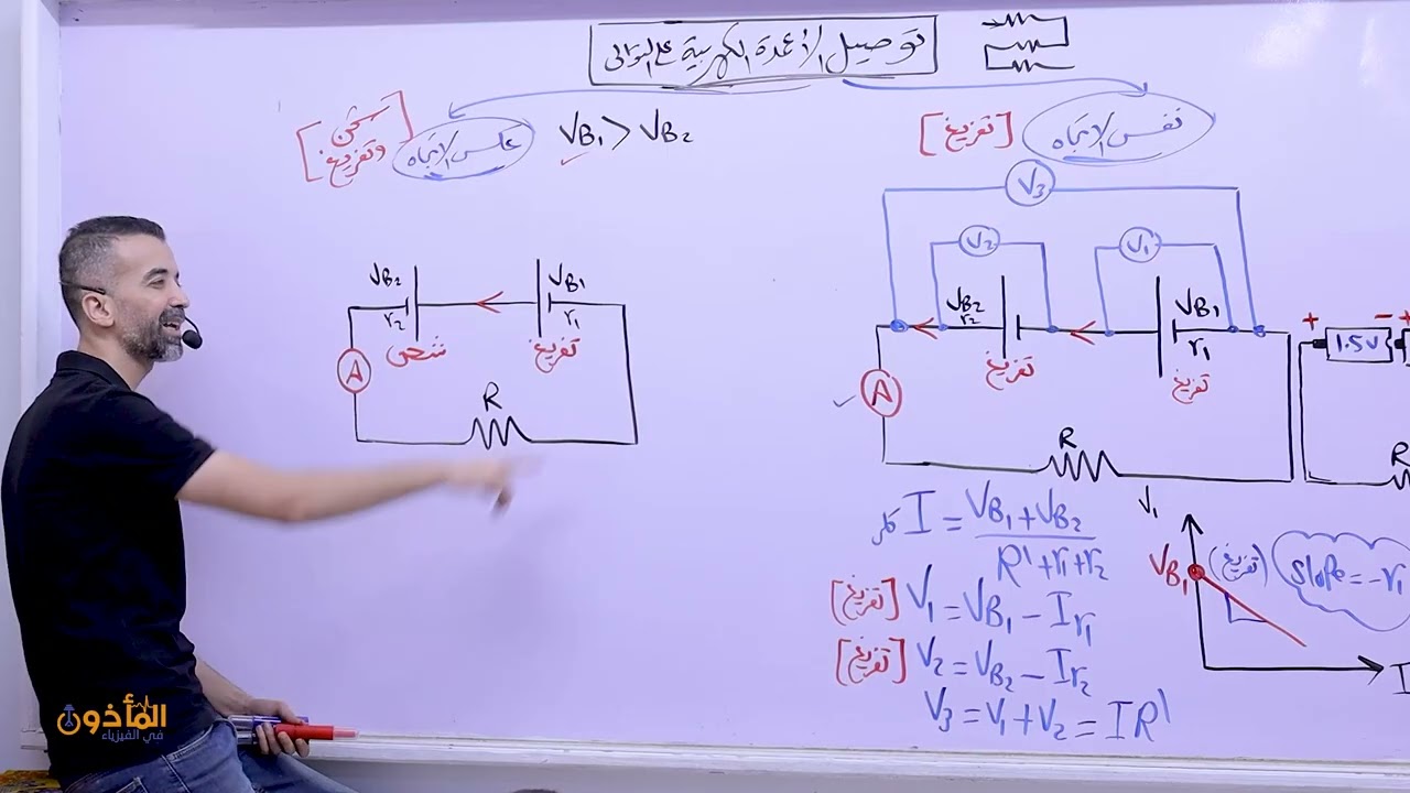 توصيل الأعمدة الكهربية على التوالي