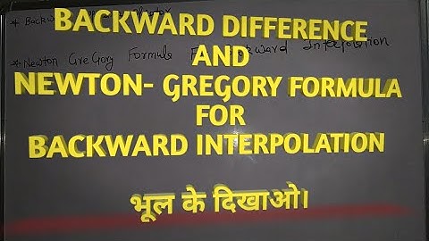 Interpolation-Newton Backward  difference formula In Hindi | Newton