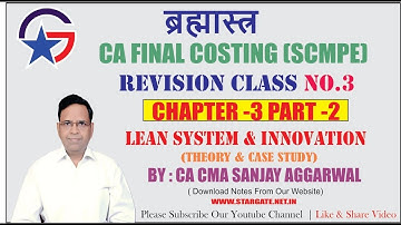 Chapter No.3 Part -2 | Lean System & Innovation | Fast Revision Class No.3 by CA Sanjay Aggarwal Sir