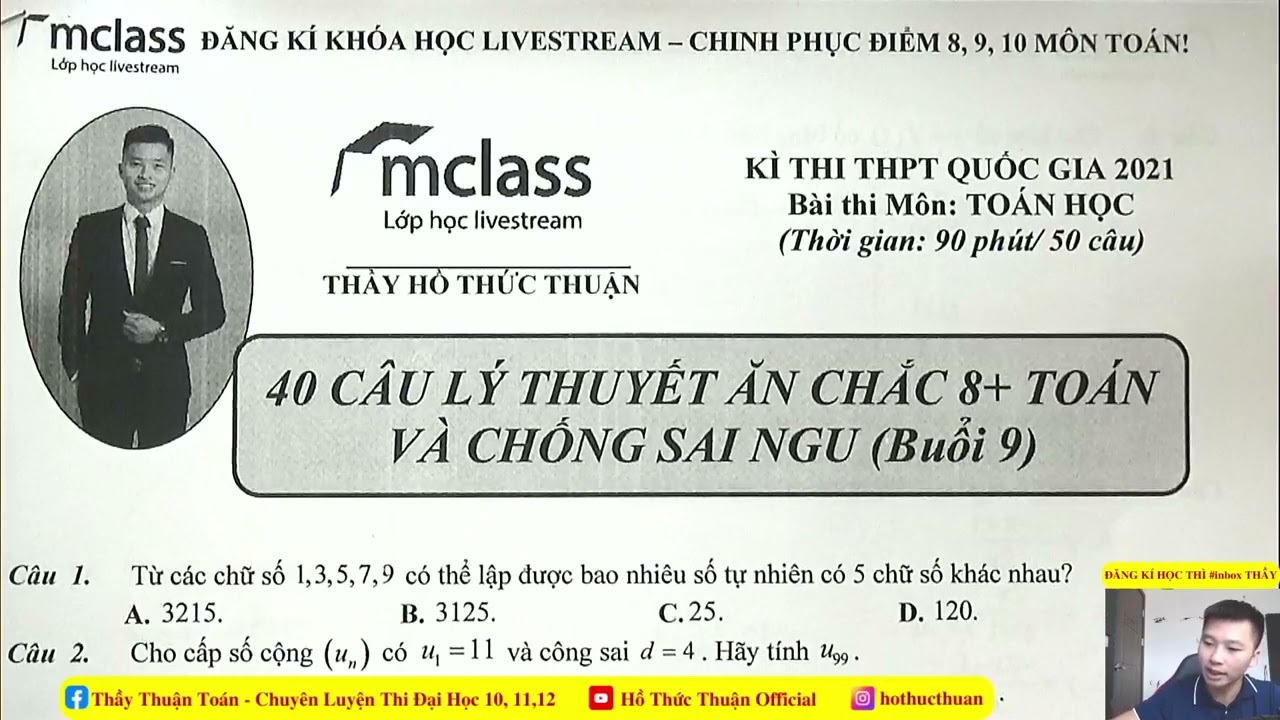 [HTT]- 40 CÂU LÝ THUYẾT MỖI NGÀY ĂN CHẮC 8+ TOÁN VÀ CHỐNG SAI NGU( Buổi 9)