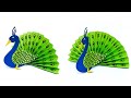 How to make peacock With Paper / Easy Blue and Neon Peacock with paper /Origami Craft idea
