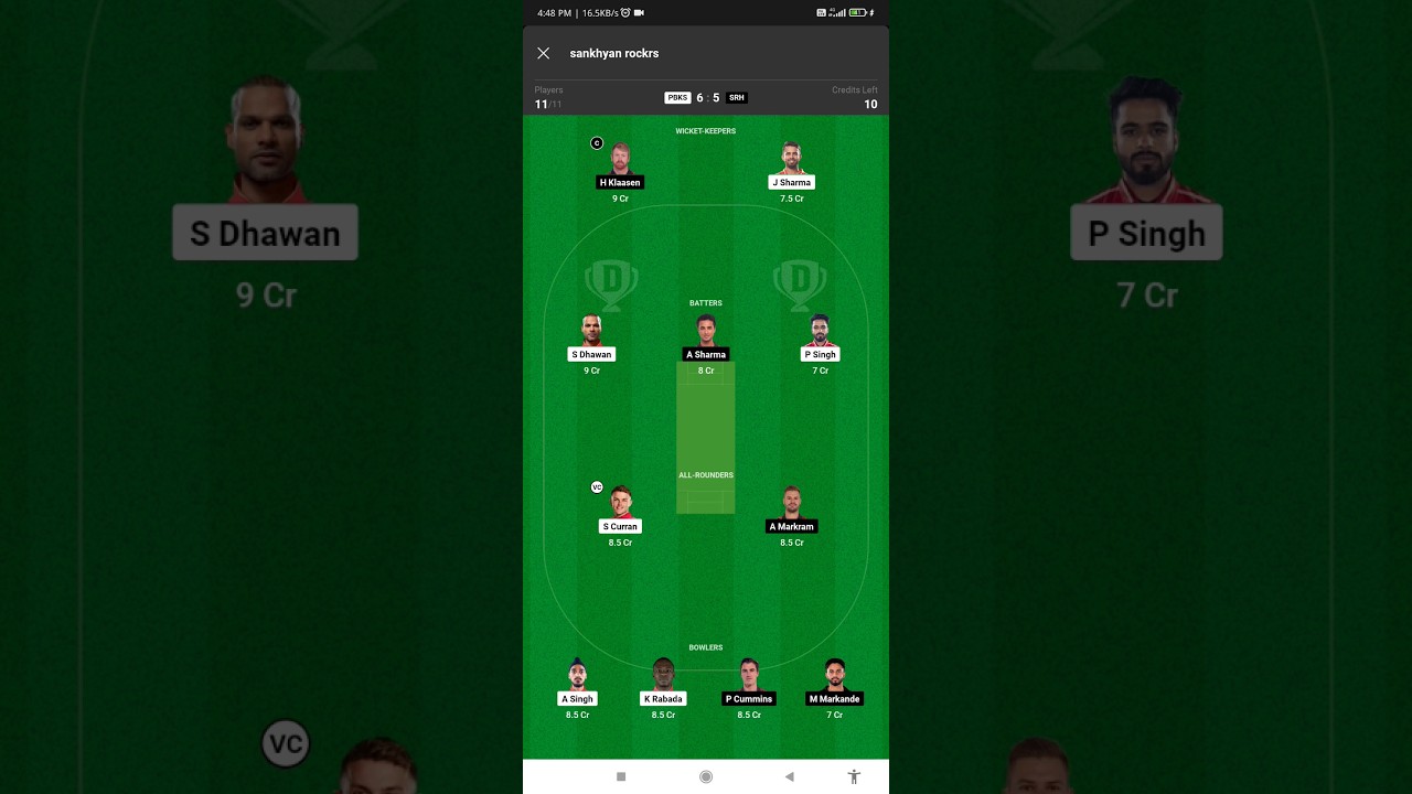 today match best team for small league and grand league on dream 11 