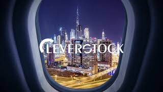Aerial Urban Timelapse View of Plane Aircraft Window Descending over Dubai City Skyline Airport