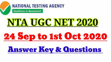 Ugc Net Answer Key 2020|24 Sep to 1st Oct 2020||Nta UGC Net June/September 2020|Ugc Net 2020 Exam