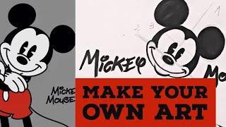 How to draw @disney characters: Mickey Mouse - easy steps - my first drawing  as a 3 year old kid :