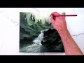 Fallen waterfall tree  acrylic landscape painting demo
