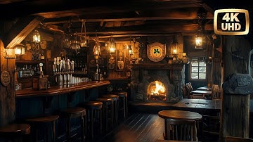Irish Pub Ambience ☘️ Cozy Fireplace & Celtic Music | St. Patrick