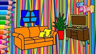 Living Room for Kids + How to Drawing and Coloring + Song for Children + Learn colors