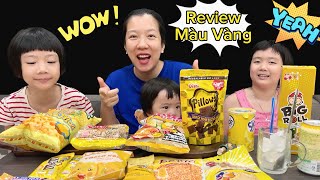 ăn đồ màu vàng , Review và ăn tất cả đồ ăn vặt có màu vàng nha các bạn.