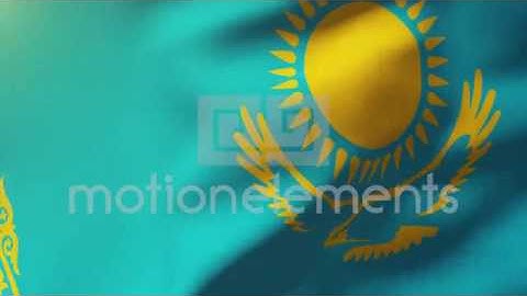 Kazakhstan Flag Waving In The Wind. Looping Sun Rises Style. Animation Loop Stock Animation