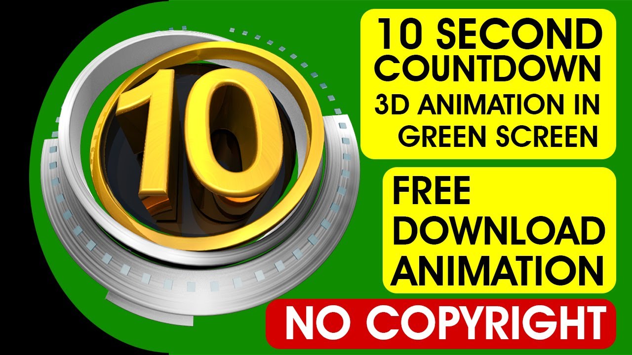 Countdown Seconds ( 10 Sec ) free 3D Animation in Green Screen - YouTube