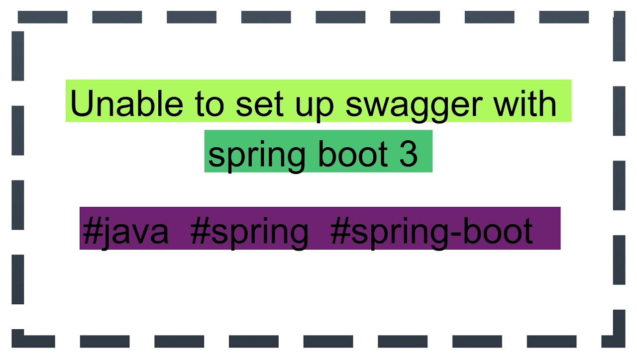 Unable to set up swagger with spring boot 3 - YouTube