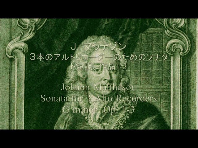 Mattheson / Sonata for 3 Alto Recorders G minor, Op. 1-3 - YouTube