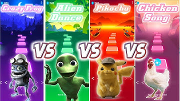 Chicken Song Vs Crazy Frog Vs Pikachu Vs Alien Dance | Tiles Hop 