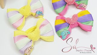 PARZINHO RAINBOW / LAÇO FÁCIL /  LAÇO BOUTIQUE / DIY / Ribbon bow / #laço #lacinhos