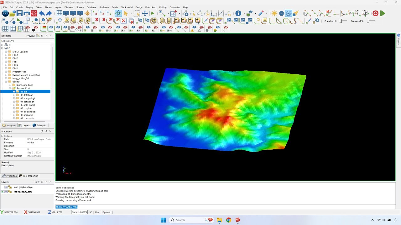 Pembuatan Digital Terrain Model Tambang Batubara dengan Surpac - YouTube