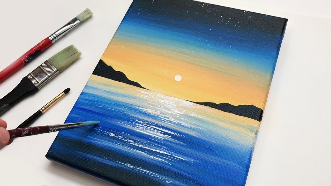 Acrylic Painting | Sunset Landscape Painting | Acrylic Painting ...