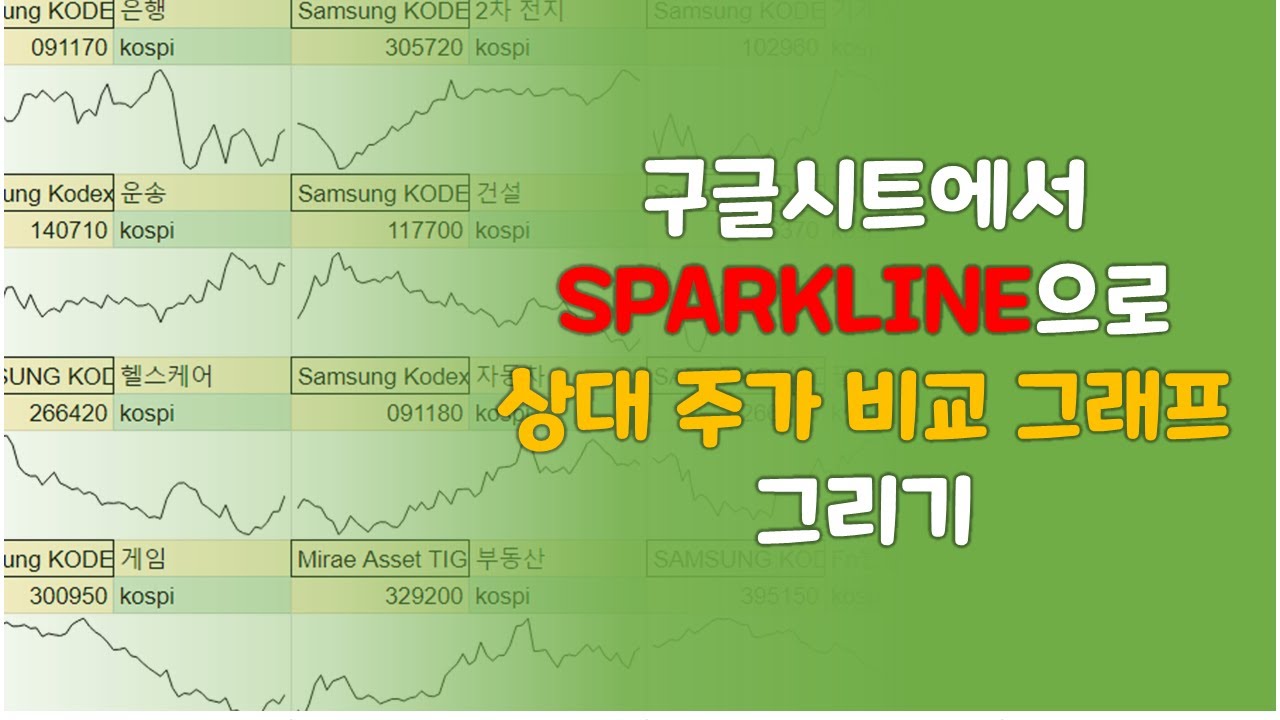 구글시트에서 구글파이낸스함수와 스파크라인을 사용해서 상대 주가 비교 그래프 그리기