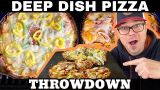 Cheese Steak Pizza vs BBQ Pizza on a Pellet Grill  Deep Dish Pizza in a Cast Iron Skillet