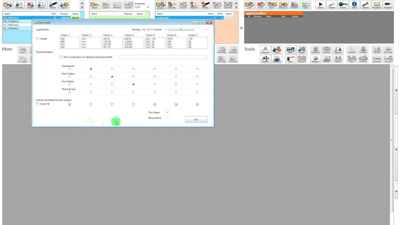 How to import data in EaSeq