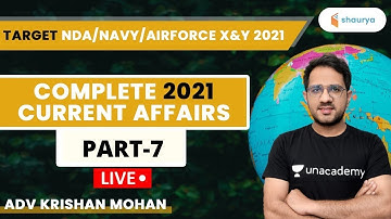 Complete Current Affairs Part -7 | Target NDA/Navy/Airforce X&Y | Adv Krishan Mohan