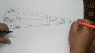 رسم منظور قطار بطريقة سهلة وبسيطة بنقطتين هروب المحاضرة الثانية perspective drawings