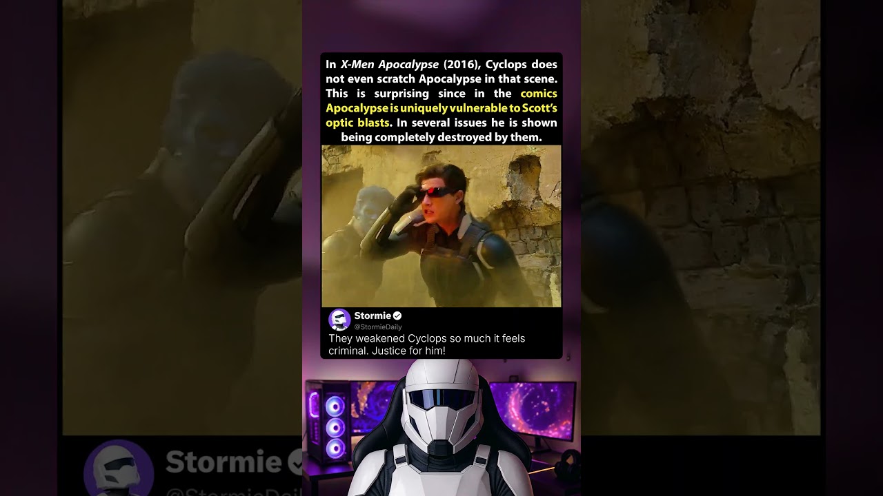 In X-Men Apocalypse (2016) Apocalypse takes no damage from Cyclops’ optic blasts