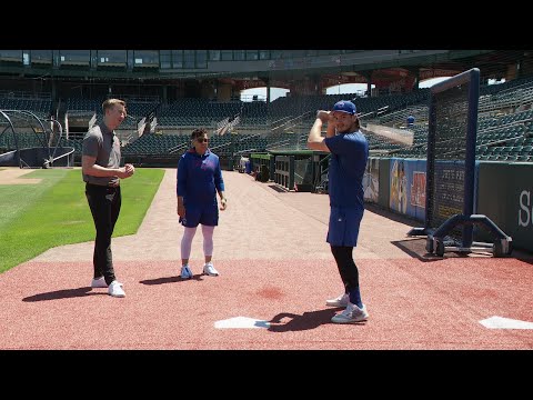 Iowa Cubs hitting coach Rachel Folden, first baseman Jonathon Long break down hitting techniques