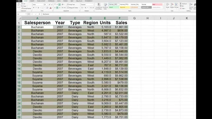 Create color banded rows in Excel 2007,2010 and 2013 spreadsheets