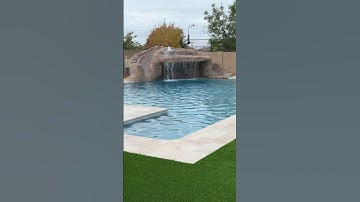 Parade in my backyard 🏊‍♀️ #pooldesign #pools #waterfall #waterfeatures #backyardrenovation