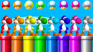 All Playable Yoshi Colors in NSMBW ⚫