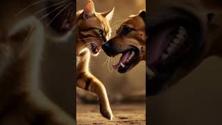 "Intense Standoff Between a Fierce Cat and Dog"