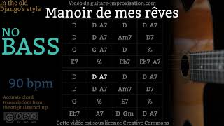 Manoir de mes rêves _ NO BASS (90 bpm) - Gypsy jazz Backing track / Jazz manouche chords