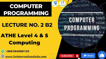Computer Programming Lecture No. 02 B2 ATHE Level 4 & 5 Computing